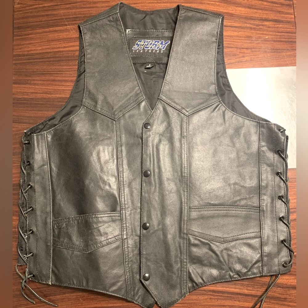 Vintage Storm leather biker vest